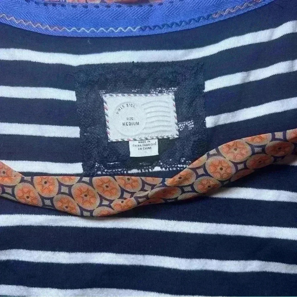 Anthropologie Postmark Postage Stamp Blue Striped Chiffon Tank Top Size Medium - Picture 5 of 6